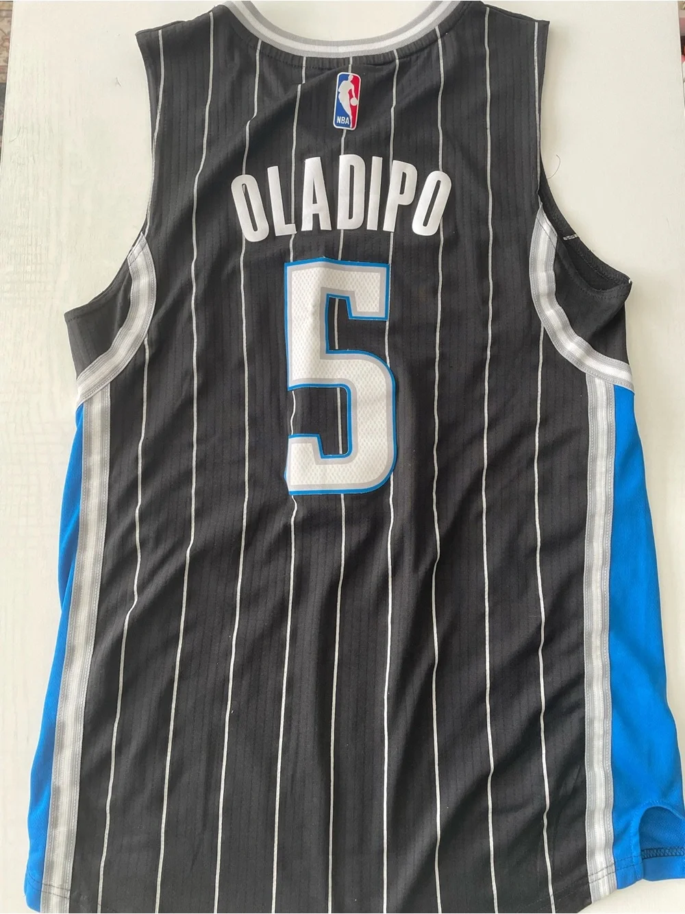 adidas Black and Blue Oladipo #5 Basketball Jersey